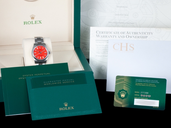 Ролекс (Rolex) Oyster Perpetual 31 New Rosso Oyster Coral Red - NOS Full Set 277200